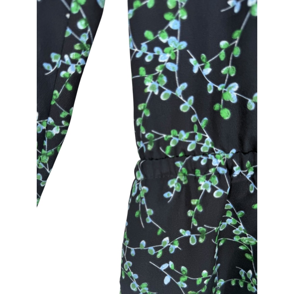 Lauren Ralph Lauren Womens Long Sleeve Floral Drawstring Waist Dress Navy Sz 10 - Picture 10 of 13